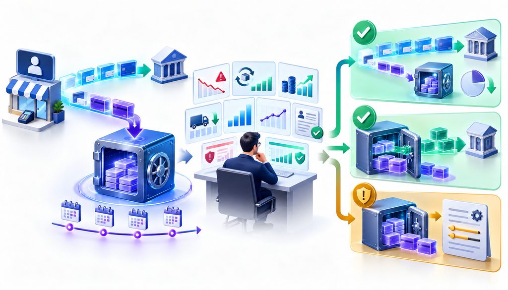 Rolling reserve reduction review for a high-risk merchant account showing reserve release and lower future holdbacks